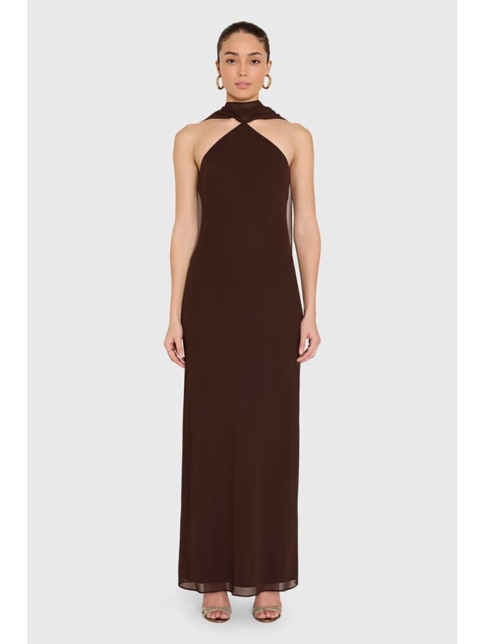 Amanda Uprichard ASHTON MAXI Chiffon halter-neck gown